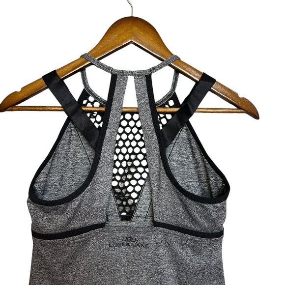 Lorna Jane Charcoal Heather Activewear Stretchy Mesh Tank Yoga Top Size 6 - Picture 3 of 8